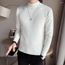 Men's Sweaters Autumn Male Youth Fashion Slim Fit Half High Neck Anti Pilling Sweater/Men's Versatile Casual 6 Colour Long Sleeved Pullover