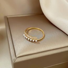 Cluster Rings VENTFILLE 925 Sterling Silver Pearl Female Opening Ring Temperament All-Match Korean Fashion Wedding Party Jewelry Accessory