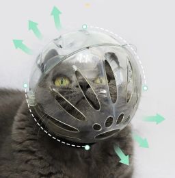 Grooming Kitten Head Protective Cover Cat Space Hood Ballshaped Antiscratch AntiLicking Vent Holes Breathable Kitten Head Protective