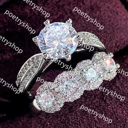 Band Rings 2024 Wedding Rings Handmade Luxury Jewellery 925 Sterling Silver Round Cut Top Sell 5A Cubic Zircon CZ Diamond Gemstones Party Women Engagment Bridal Ring