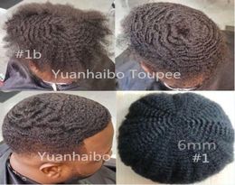 Mens Wig 6mm Afro Wave Full Lace Toupee Black 1B Indian Virgin Human Hair Replacement for Black Men Fast Express Delivery4109733