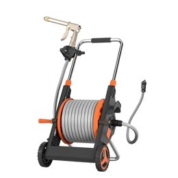 Reels 32M Garden Hose Reel Cart With Wheels Portable Hose Trolley and Gun or Sprinkling Heavy Duty No Assemble Water Hose Wheel Cart