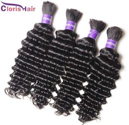 Top Deep Wave Braiding Human Hair Bulk For Micro Braid No Weft Cheap Unprocessed Deep Curly Peruvian Hair Weave Bundles In Bulk 3p1529996