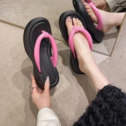 Slippers Women Flip Flops 2024 Summer High-Heeled Shoes For Platform Soft PU Open Toe Clip Female Zapatos Mujer