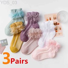 Kids Socks New Baby Girls Socks Kids Girl Frilly Lace Tutu Socks Cotton Children Dance Princess Sock Flowers Ruffled Solid Ankle Socks YQ240314