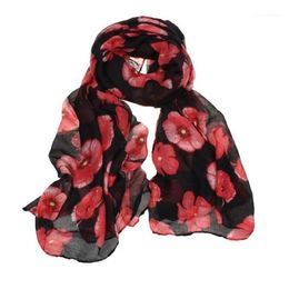 Scarves 90cm 180cm Scarf Red Poppy Print Long Flower Beach Wrap Ladies Stole Shawl Selling #P51324j