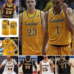 Custom Wyoming Cowboys Basketball Jersey NCAA College Custom Stitched Mens Women Youth 15 Oleg Kojenets 0 Jake Hendricks 24 Jacob Theodosiou