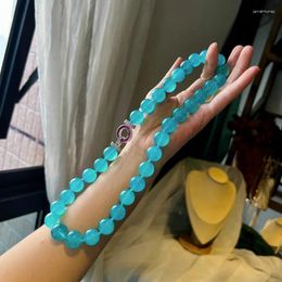 Choker Haomei Natural Amazonite Necklace High Quality Bead Size 13-14mm