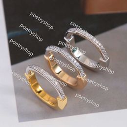 Band Rings Fashion designer Brand lock Half Diamond Womens Rings Luxury Jewellery For Women Designer Pure 925 Sterling Silver Lady Party Lock Rings Gift Top Quality