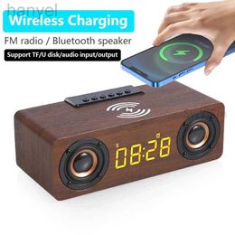 Portable Speakers Alarm Clock Multi-function Wooden Wireless Bluetooth Speaker Subwoofer TV Soundbar Home Theatre Column for Computer Speakers FM 240314