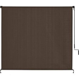 Outdoor Roller Shade Tarpaulin Patio Cordless Blinds Roll Up Shade 8 W X 8 L Tarp Mocha Freight Free Shed Shelter Awnings 240309