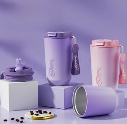 قهوة Thermos قهوة القدح مكافحة فراغ مزدوج الجدار السفر كوب القهوة كوب الحزام المحمولة كوب من الفولاذ المقاوم للصدأ