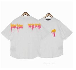 Palms Angel Shirt Mens T Shirts Graffiti Tees Palms Palmangel City Limited Inkjet Graffiti Letter Printing Womens Sailboat Short-Sleeved Casual White Tops 5583