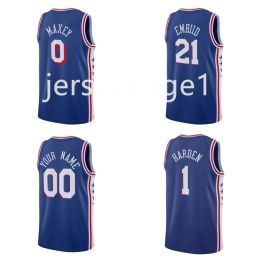 Custom Men Women Youth Philadelphia''76ers''Allen Iverson James Harden 75th Custom Jersey Joel 21 Embiid 22 Matisse Thybulle Julius 6 Erving 0 Tyrese Maxey