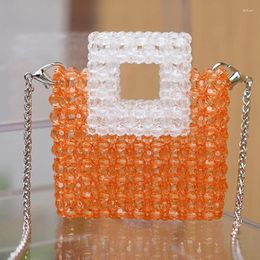 Shoulder Bags Acrylic Handmade Woven Square Beaded Handbags For Women Small Fresh Summer Chain Women's Crossbody Bag 2024 Customization