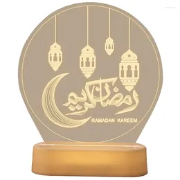 Table Lamps 3D Night Light With Remote Control Classic Islamic Calligraphy Crescent Lantern Candle Shaped Ramadan Top