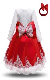Baby Girls Christmas Princess Dress 1 Year Old Birthday Party Long Sleeve Lace Dress Winter Infant Newborn Christening Gown LJ20125936439