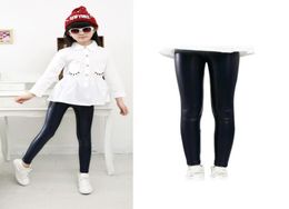 Baby Girls Black Leggings Winter Kids Slim Thicken Velvet Pencil Pant Children Warm Trousers PU Leather Stretchy Legging5675962