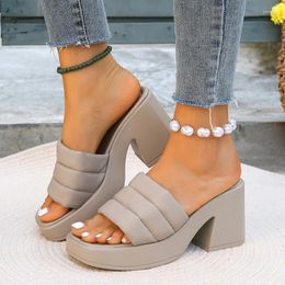 Slippers High Heels Platform Women Shoes Summer Chunky Sandals 2024 Fashion Dress Flip Flops Beach Pumps Slides Zapatillas Mujer