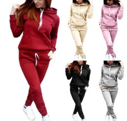 Womens Tracksuit Women Casual Sweatshirt Hoodie Sweatpants Two Pieces Outfit Sports fashion suit winter new clothing1160911