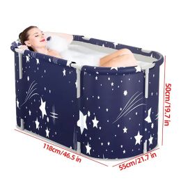 Bathtubs Foldable Rectangle Bathtub Home Care Portable Blue Sky Soaking Folding SPA Adult Bath Tub