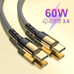 60W USB Type C to USB C Cable PD Quick Charge Cable QC4.0 USB-C Fast Charging Data Cable Gold Plated 1.2M for Samsung S24 Huawei Xiaomi LG