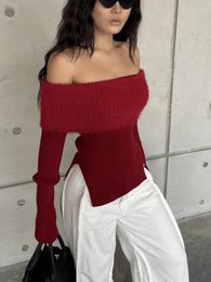 Women's Sweaters WOMENGAGA Spicy Girl Slash Neck Off Shoulder Knitted Sweater For Women Winter Slim Top Fashion Sexy Korean B5FU