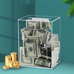 Boxes Desktop Toys Transparent Piggy Bank Tip Jars Money Coin Adults Holder Cash Bartender Office Mailbox Gift Kids