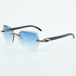 fashion cut lens blue bouquet diamond 8300817 with natural black buffalo horn arm size 18-140 mm