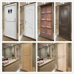Stickers Papel de parede selfadhesive various doors toilet brown door sticker home decoration wall stickers mural porch wallpaper poster