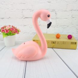 Boxes 1PC Flamingo Money Box Piggy Bank Resin Coin Dispenser Piggy Bank Kids Toy Gift Pink Home Decoration Accessories MO 002