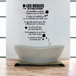 Stickers Stickers Bathroom Rules French Vinyl Mural Shower Room Wall Art Decals Home Decor Wallpaper House Decoration Poster 42 cm x