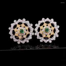 Stud Earrings Vuoto Series Of Retro Court Patterns Hollowed Out Sparkling Zircon Heavy Industry S925 Silver-plated Female