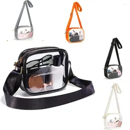 Shoulder Bags Fashion Transparent Crossbody Bag Waterproof Square Box PVC Clear Phone Pouch Smooth Zipper Metal Connecting Ring Messenger