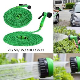 Reels 25FT200FT Garden Hose Expandable Magic Flexible Water Hose with 7 Patterns Sprayer Plastic Hoses Pipe Watering Car Wash Spray