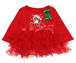 Baby girls Christmas lace Tutu dress Children owl princess dresses Autumn fashion Boutique Xmas Kids Clothing C55103698853