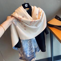 Scarves China Style Landscape Painting Good Imitate Cashmere Scarf Shawl Women Autumn Winter Warm Long Neckerchief Thick Muffler