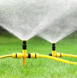 Sprinklers 360° Rotation Auto Irrigation System Garden Lawn Automatic Sprinklers Adjustable Spray Nozzles Rotating Tripod Sprinkler