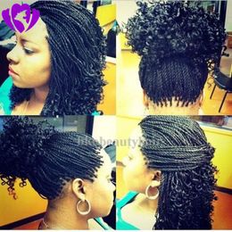 selling Short Bob Wig With curly tips Braided Box Braids Wig High Heat Synthetic Fiber Hair lace front wig For Black Women9491988
