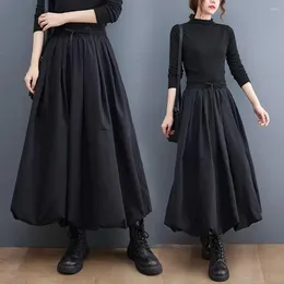 Skirts Indoor Outdoor Maxi Skirt Women's High Waist A-line With Pockets Thick Warm Woollen Fashionable Winter Female