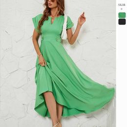 Women's Summer Fashion Small Vneck Short Sleeve Waist Wrap Dress for Women