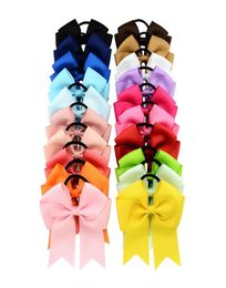 20 Colours Bowknot Solid Girls Cheerleading Hair Bow Grosgrain Ribbon Cheer Bow Elastic Band Ponytail Hair Holder For Girl Women8727382