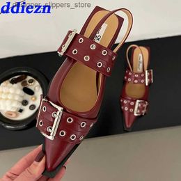 Sandalen Mary Jane 2024 Damen Apartment Schuhe abprallen Rücken Modespitz