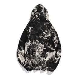 Dark Tie Dyed Gradient Hooded for Men's High Street Fashion Brand Mourning Style Pullover with A Hoodie