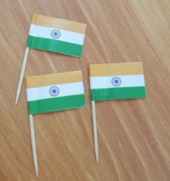 Accessories 300Pcs India Flag Paper Food Picks Dinner Cake Toothpicks Cupcake Decoration Fruit Cocktail Sticks Party Supplies