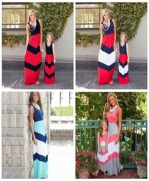 Summer Dresses Striped Mom Girls Dress Mother Daughter Matching Dresses Family Matching Outfits Mommy and Me Clothes DHT4756249504