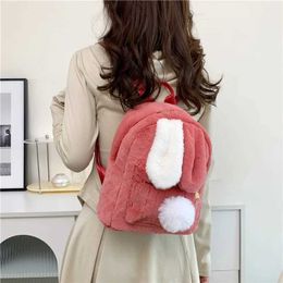 Backpacks Winter Bags Women Fashion Plush Rabbit Ears Modelling Cute Backpacks Youth Girls High School Students School Bag Mini BackpacksL2403