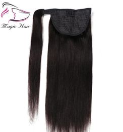 Evermagic Ponytail Human Hair Remy Straight European Ponytail Hairstyle 100g 100 Natural Hair Clip in Extensions1065640