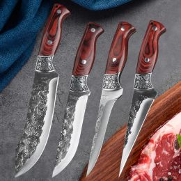 Knives 7Cr17Mov Stainless Steel Kitchen Knives Hand Forging Boning Knife Butcher Meat Cleaver Vegetable Slicing Knife BBQ Tool