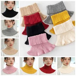 Scarves Ribbed Turtleneck Fake Collar Warm Scarf Solid Colour Wraps Knitted Bib Accessories Windproof Wool Autumn Winter